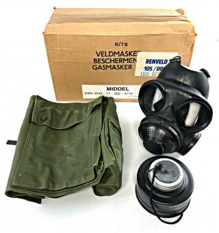 Canadian Export C3 Gas Mask Respirator,  M - Set Carry Bag Filter - Nos Box