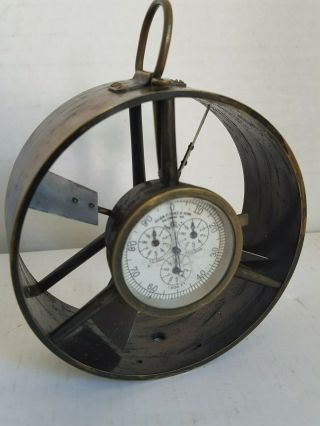 Antique Julien P Friez & Sons Anemometer In Leather Slip Case Brass