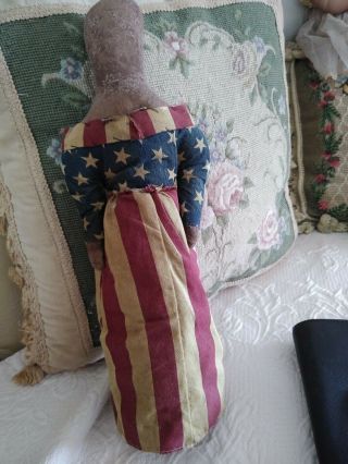 Primitive Grungy American Flag Americana Rag Doll Handmade