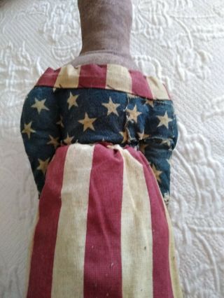 Primitive Grungy American Flag Americana Rag Doll Handmade 4