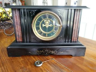 Antique Waterbury Iron 8 Day Mantle Clock.