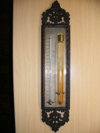 Rare Antique 1860 Colombo & Tagliabue Walnut Storm Barometer Thermometer Nr