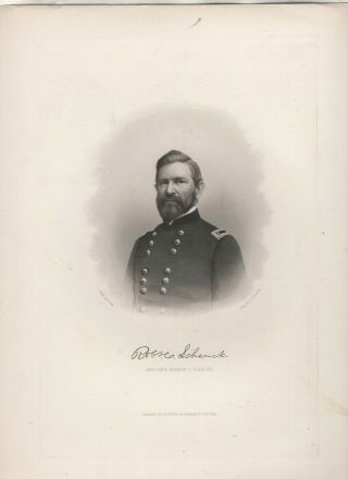 Union Generals,  5 Folio Engravings 1860s,  Mclellan,  Halleck,  Sumner.  Schenck,  Weber