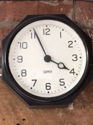 1950s Gent Of Leicester Bakelite Industrial 10 " Slave Dial Vintage Wall Clock