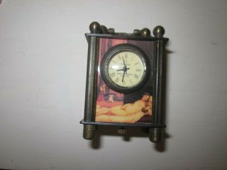 Charming 20th Century Omega Miniature Carriage Clock with Erotica Panels 3