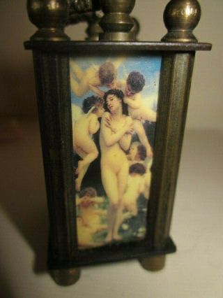 Charming 20th Century Omega Miniature Carriage Clock with Erotica Panels 4