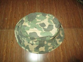Early Vietnam War Duck Hunter Camo Boonie Hat Short Brim Size 59 Cm 8,  Very Good