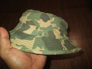 EARLY VIETNAM WAR DUCK HUNTER CAMO BOONIE HAT SHORT BRIM SIZE 59 cm 8,  Very Good 3
