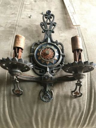 Vintage Cast Iron Ornate Victorian Sconce Wall Light Fixture