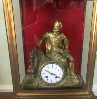 Antique French Gilt Bronze Clock 1860 in vitrine.  By Dumoulinneuf AH Molle Paris 3