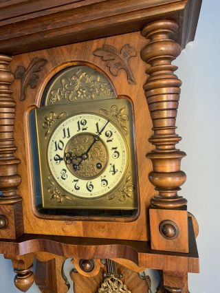 Antique GUSTAV BECKER Kienzle Movement GERMANY Pendulum Chime Wall Clock W/key 10