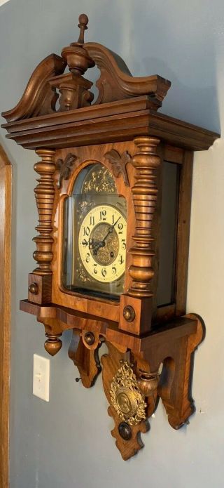 Antique GUSTAV BECKER Kienzle Movement GERMANY Pendulum Chime Wall Clock W/key 2