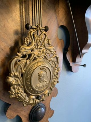 Antique GUSTAV BECKER Kienzle Movement GERMANY Pendulum Chime Wall Clock W/key 4