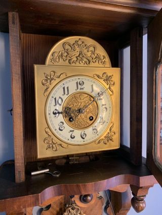 Antique GUSTAV BECKER Kienzle Movement GERMANY Pendulum Chime Wall Clock W/key 9
