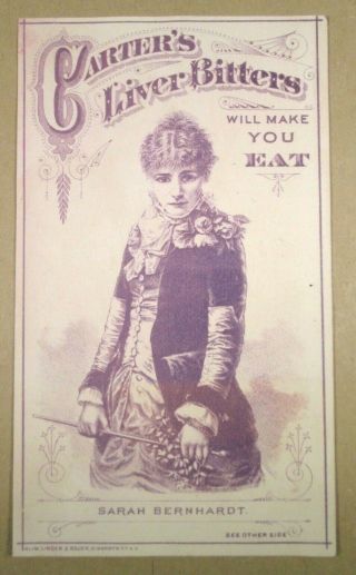 Victorian Trade Card - Sarah Bernhardt For - Carter 