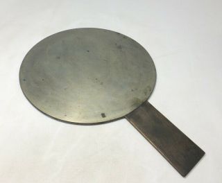 F479: Japanese old copper hand mirror with very good relief work of rare pattern 12
