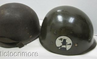 Us Wwii Army Steel Combat Helmet & Post War 94th Div Pilgrims Decal Liner