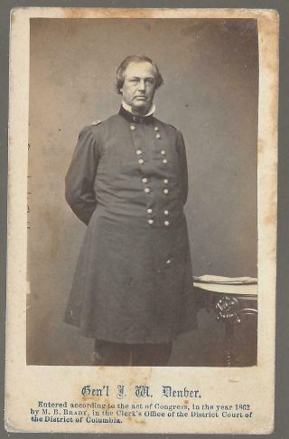 Civil War Era Cdv Union General James W Denver,  City Of Denver Named For Him.