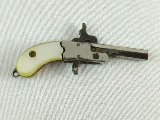 Tiny Vintage Miniature Toy Pistol Cap Gun With Mop Mother Of Pearl Handle