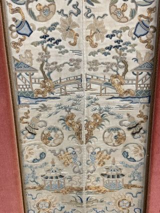 Gorgeous Antique Chinese Silk Fine Sleeve Bands With Fine Details 4
