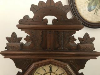Antique E.  Ingraham Walnut Parlor Clock - 8 Day Key Wind Pendulum - 4