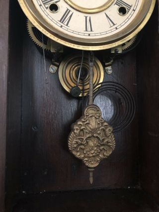 Antique E.  Ingraham Walnut Parlor Clock - 8 Day Key Wind Pendulum - 5