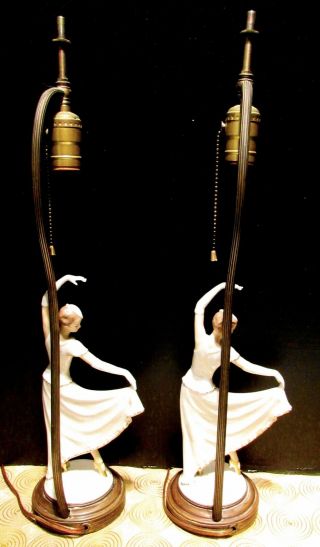 RARE GOLDSCHEIDER ART DECO LADY LAMPS BY JOSEF LORENZL SIGNED 5