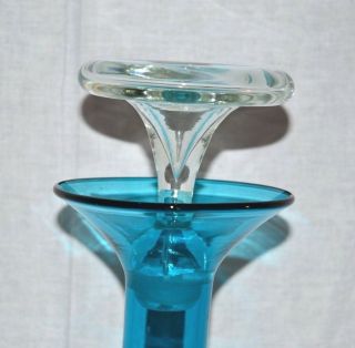 Mid Century Blenko Art Glass Wayne Husted 1956 Aqua Blue Jetsons Decanter 561 4