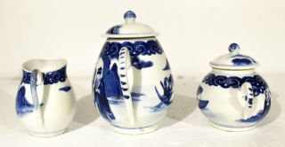 Antique Chinese Blue white porcelain tea set - MARK - teapot cup creamer 5
