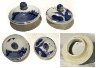 Antique Chinese Blue white porcelain tea set - MARK - teapot cup creamer 9
