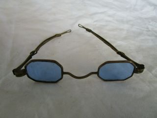 18th C 19th C Antique Eye Glasses Spectacles Blue Sunglass Lenses Bene Maker