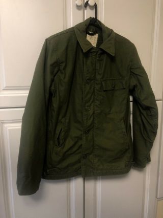 Vintage 1975 Us Navy Green Small 34 36 Deck Jacket Coat