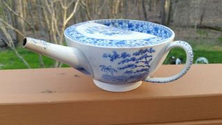 Large Antique Blue Transferware Spode Baby Infant Invalid Feeding Cup