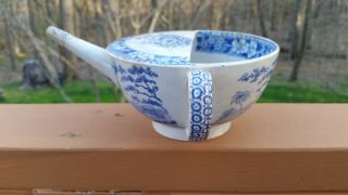 Large Antique Blue Transferware SPODE Baby Infant Invalid Feeding Cup 3