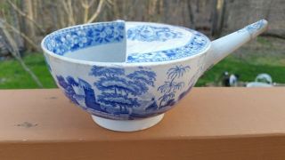 Large Antique Blue Transferware SPODE Baby Infant Invalid Feeding Cup 5