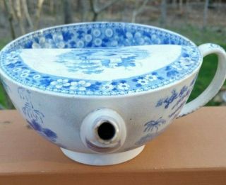 Large Antique Blue Transferware SPODE Baby Infant Invalid Feeding Cup 7