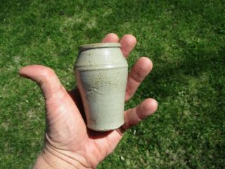 Antique Miniature 3 - 3/4 " Salt Glaze Stoneware Crock Jar