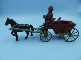 Arcade Kenton ? Cast Iron Antique Horse Drawn Mechanical Sand & Gravel Wagon