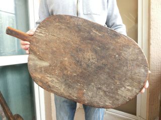 25 " Antique 18thc Bakery Dough Bread Wooden Board Pizza Peel Paddle Great Patina