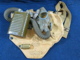 Wwii Ww2 Us Army 1941 Lightweight Service Gas Mask Set W/ Spectacles