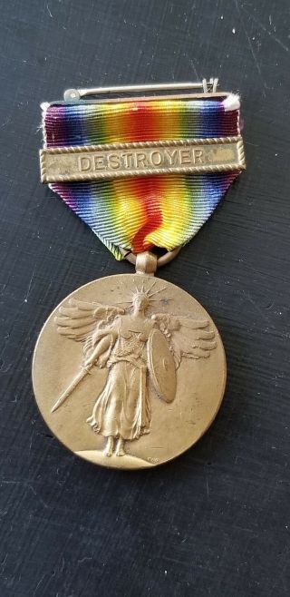Wwi Us Navy Marine Usmc World War I Victory Medal Rope Border Bar Destroyer