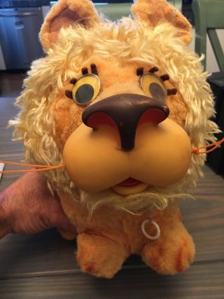 Vintage Mattel Larry Lion Stuffed Plush Talks Growls Moves Mouth 1962