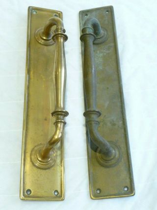 Antique Art Nouveau 1900s Brass Door Handles Shop Pulls Pub Restaurant Wine Bar