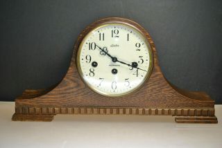 Vintage 8 - Day Linden Westminster Chime Wind Up Mantle Clock Hermle 340 - 020