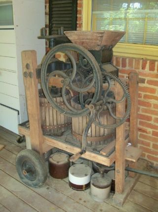 Antique Wood/ Cast Iron Apple Cider Chopper & Press