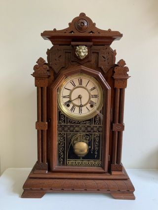 Antique E.  Ingraham Walnut Mantle Clock