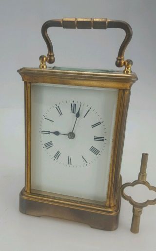 Antique Brass Striking Carriage Clock Large Case R & Co Paris