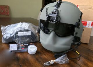 Hgu56 Gentex Flight Pilot Helmet & Nvg,  Mfs,  Cep,  Cobra Mic Medium Hgu 56