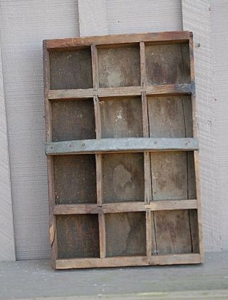 Vintage Antique Primitive Wooden Nail Tote Tool Box Rustic Farm Caddy Carrier 3