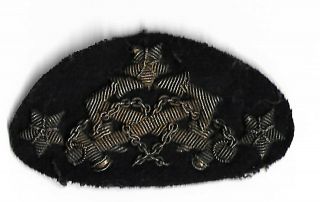 Civil War Officer Badge Brocade Crossed Anchors Three Stars On Blue Cloth Sewn
